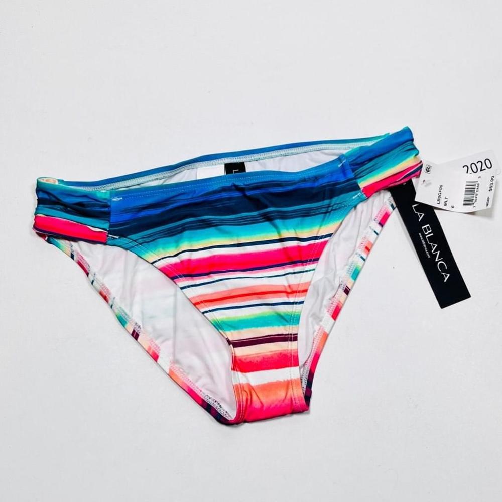 New! Women's La Blanca Bikini Bottom - Size 6 - Striped Multicolor